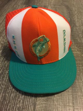 Vintage Lucky Stripes Miami Dolphins Trucker Snap Back Cap Hat 70s - 80s