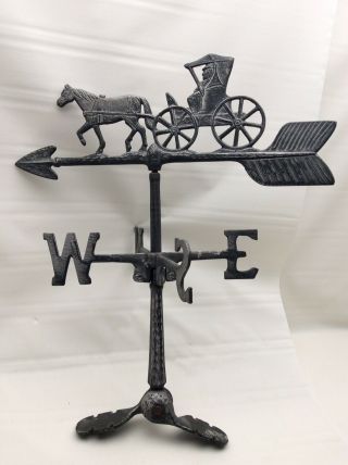 Vintage Weathervane Wind Vane Horse And Buggy Carriage Coachman Driver