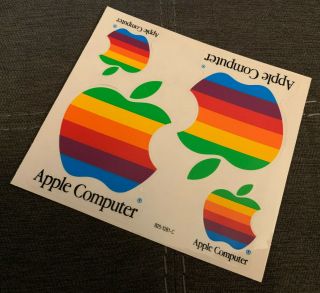 Vintage Apple Macintosh Mac Computer Rainbow Stickers Decals X4
