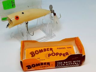 Vintage Bomber Popper W/box And Papers,  Bone Bucktail Spinner Tail,  Old Plug