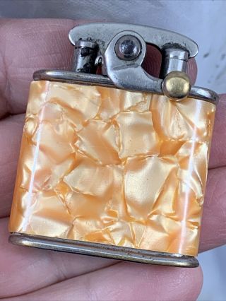 Vintage Colibri Kick Start Pocket Lighter With Orange Celluloid Wrap For Repair