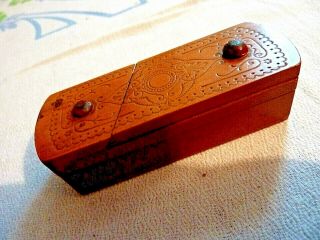 Antique Wooden Puzzle /trick Vesta/ Snuff Box With Striker