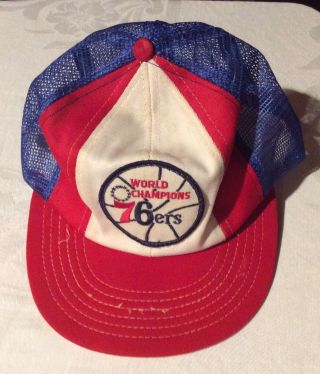 Vintage Philadelphia 76ers Snapback Hat 1983 World Champions -