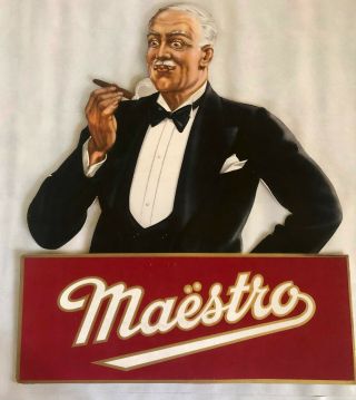 Vintage Maestro Cigar Advertising Sign 1930 