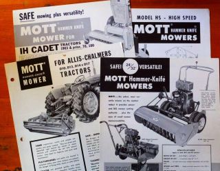Vintage Four Mott Brochure,  Mott Mowers,  Ih Cadet,  Allis Chalmers Tractors