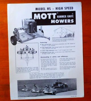 Vintage Four Mott Brochure,  Mott Mowers,  IH Cadet,  Allis Chalmers Tractors 2