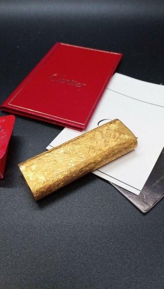 Vintage Cartier Gas Lighter Gold Leaf With Instructions And Frint