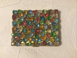 Vintage (1940’s) Jeweled Rhinestone And Brass Cigarette Case (or Card Holder)