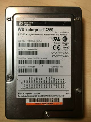 Western Digital Wd Enterprise 4360 Ultra Wide Scsi - 3 Hard Drive W/ Cable