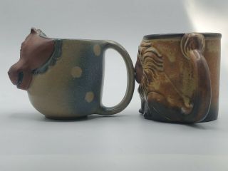 1970s John Buck Studio Pottery Lion Mug Hand Crafted,  Vtg Hippo Cup Gempo UCTCI 2