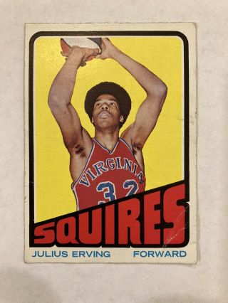 1972 Topps Julie Erving " Dr.  J " Rookie Card Aba Virginia Squires,  Sixers Hof