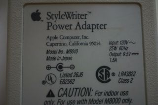 Apple StyleWriter Printer AC Power Adapter M8010 for use with Model M8000 2