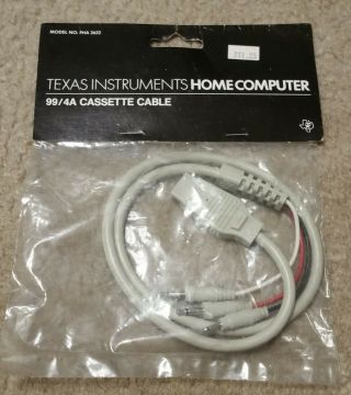 Texas Instruments Ti 99/4a Cassette Cable In Bag Model No Pha 2622