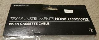Texas Instruments TI 99/4a Cassette Cable in Bag Model No PHA 2622 3