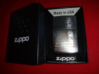 Year 2020 Brushed Chrome Zippo Lighter With Rolex Watch Logo,  Box