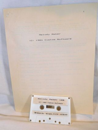 Vintage Melody Maker Program Software Trs - 80,  Tandy 100,  Nec Pc - 8201,  Ti 99/4a