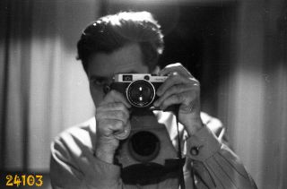 Self Portrait W Canon Photo Camera,  Mirror Reflection,  1970s Vintage Negative