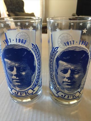 2 Jfk Vintage Memorial Drinking Glasses 1917 - 1963 John F Kennedy " Ask Not What