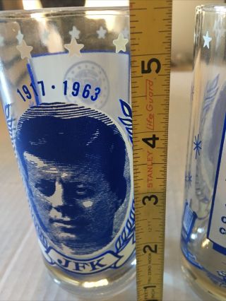 2 JFK Vintage Memorial Drinking Glasses 1917 - 1963 John F Kennedy 