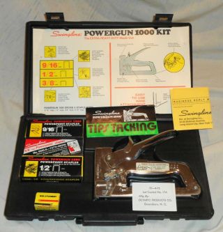 Vintage Swingline Powergun 1000 Kit W/extra Heavy Duty Staple Gun Staples & Case