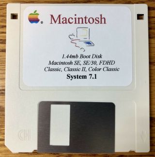 Macintosh System Boot Disk Color Classic Mac Os Version 7.  1