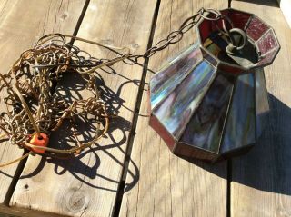 Vintage Tiffany Style Hanging Stained Glass Lamp Shade Light