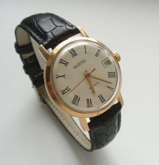 Vostok 2214 Gold Plated Au 20 Vintage Ussr Mechanical Watch Fully