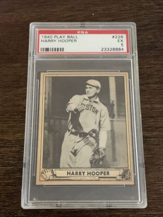 1940 Play Ball Harry Hooper 226 Red Sox Hofer Graded Psa 5