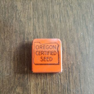 Vtg Tin Metal Oregon Certified Seed Corn Sack Bag Tag Seal