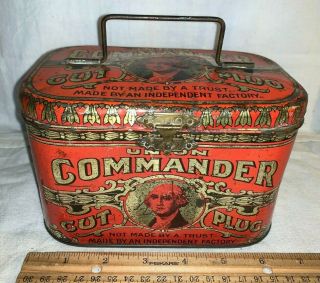 Antique Union Commander George Washington Tin Litho Tobacco Lunch Box Pail Can