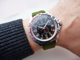 Fantastic Nos Black Russian Vostok / Wostok Military Vintage Wristwatch 1970 