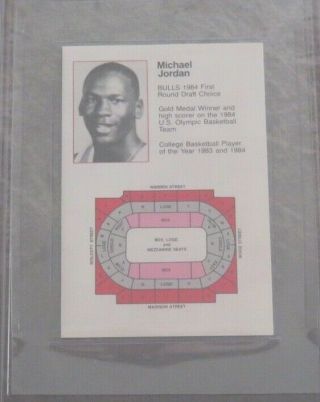 1984 - 85 Chicago Bulls Pocket Schedule Pre 1986 Fleer Michael Jordan BGS 8.  5 RC 3