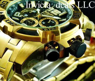 Invicta Men 50mm Pro Diver Scuba Chrono Black Carbon Fiber 18k Gold Plated Watch