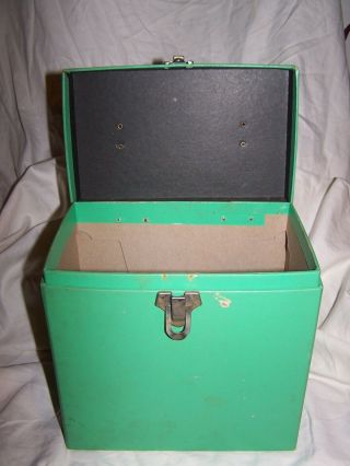 Vintage Blue - Green Vinyl 45 Rpm Record Holder Carry Case Box