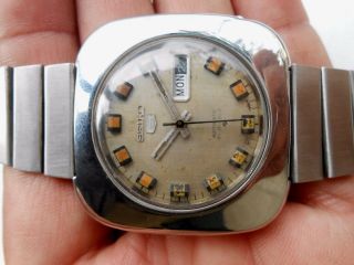 Rare Vintage Square Big Case Ss Seiko 5 Japan Mens Automatic Wristwatch
