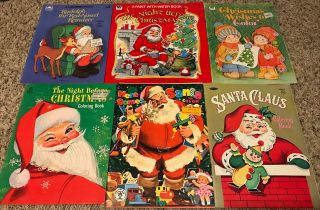 12 Vintage Christmas Coloring Books Santa,  Rudolph The Reindeer 60s 70s 80s