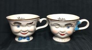 Vintage Bailey’s Irish Coffee Cups Mr Mrs Yum Winking Eye Face Coffee Mugs