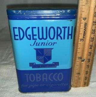 Antique Edgeworth Junior Pipe Cigarette Tobacco Tin Litho Vertical Pocket Can 9