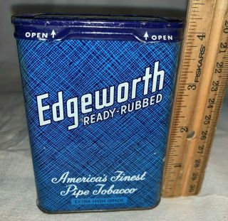 Antique Edgeworth Cross Hatched Pipe Tobacco Tin Litho Vertical Pocket Can 5