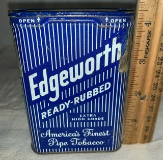 Antique Edgeworth Striped Tobacco Tin Litho Vertical Pocket Can Richmond Va 4