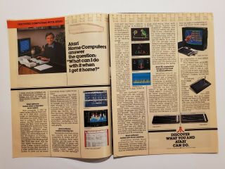 1984 Atari Home Computer Print Ad 2 Pages Vintage Retro Alan Alda
