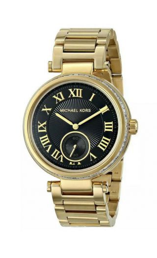 Mk5989 Skylar Black & Gold Tone Stainless Steel Ladies Watch