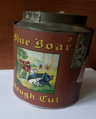 1lb.  Blue Boar Tobacco Tin With Paper Label