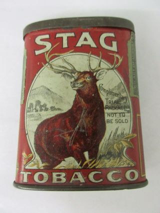 Vintage Advertising Tobacco Stag Small Oval Vertical Pocket Tin 800 - N