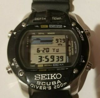 Rare Seiko M796 - 5a00 200m Dive Computer Scuba Master Diver Watch Pressure