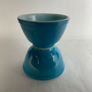 Set Of 2 Vintage Pyrex Mixing Bowls Blue 401 Mid Century 1.  5 Pint Milk Glass Usa