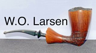 Vintage 1960s W.  O.  Larsen Tobacco Pipe Knudsen Carved Very Stunning Pipe