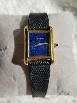 Vintage Cartier Tank Watch Womens 18k Gold Electroplated Works/keeps Time