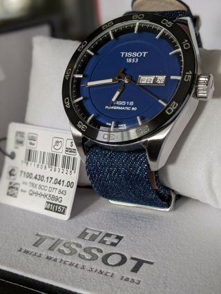Tissot Swiss Prs516 Powermatic 80 Blue Fabric Strap Watch T1004301704100