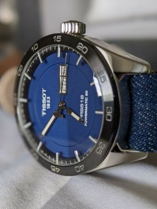 Tissot Swiss PRS516 Powermatic 80 BLUE Fabric Strap Watch T1004301704100 6